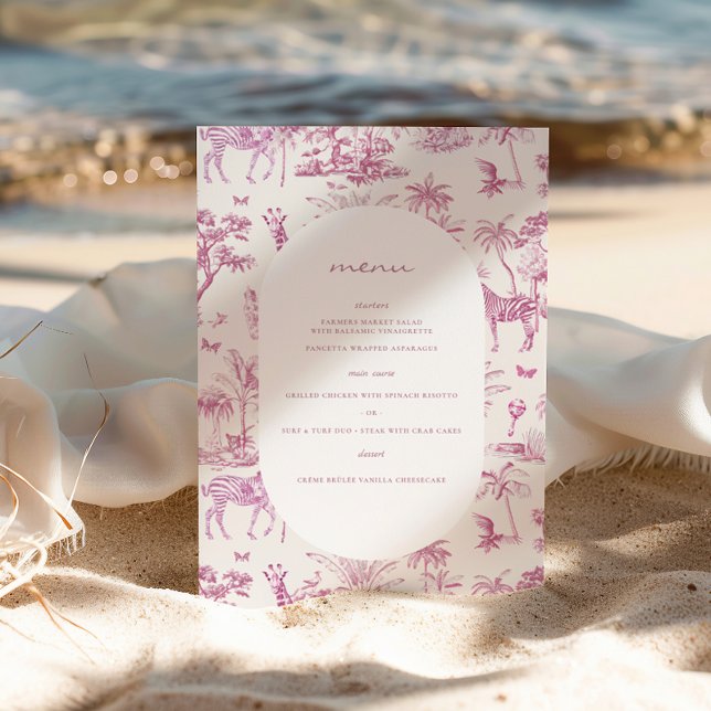 Poster Cute Safari Toile de Jouy | Chá de fraldas rosa (Criador carregado)