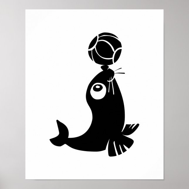 Pôster cute seal with ball design (Frente)
