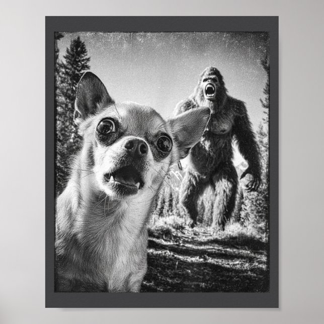 Poster Cute Selfie Cryptid Chihuahua Humor Sasquatch Bigf (Frente)