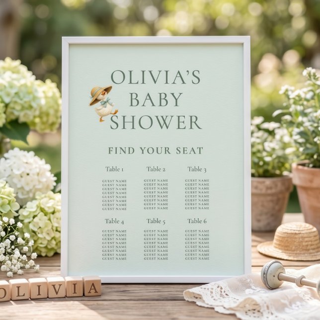 Poster Cute Silly Goose 6 Table Seating Chart Baby Shower (Criador carregado)