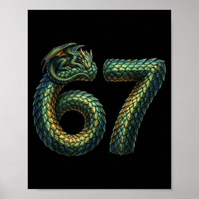 Poster Cute Sleeng Dragon 67 Cool Six-seven Funny Six Sev (Frente)