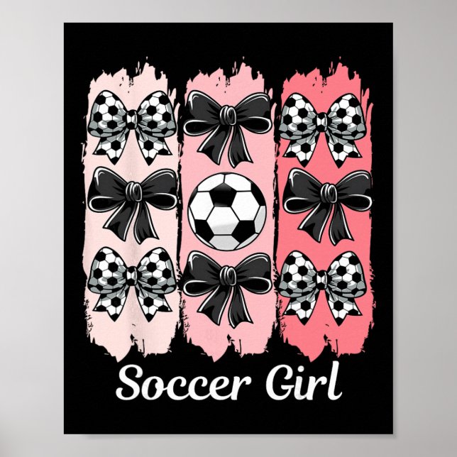 Poster Cute Soccer Girl Coquette Bow Soccer Girl Soccer B (Frente)