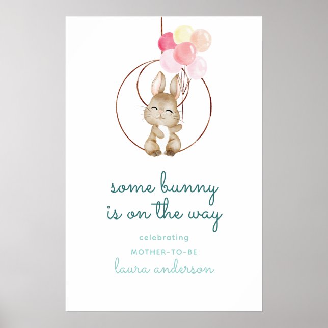 Poster Cute Some Bunny Is On The Way Nursery (Frente)