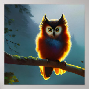 Poster Cute Sooty Owl Nature