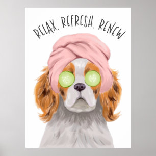 Poster Cute Spa Dog Relax Refresh Renew