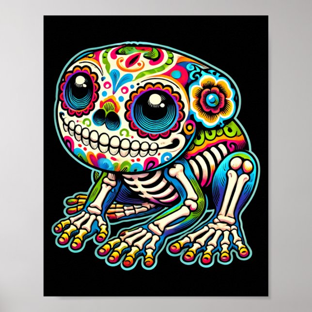 Poster Cute Sugar Skull Sapo Dia Do Governo (Frente)