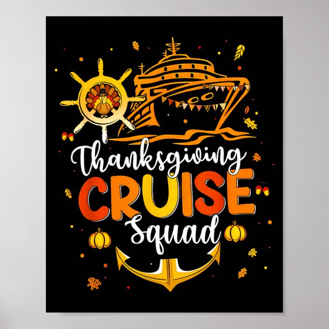 Poster Cute Thanksgiving Cruise Squad Matching Family Vac (Frente)