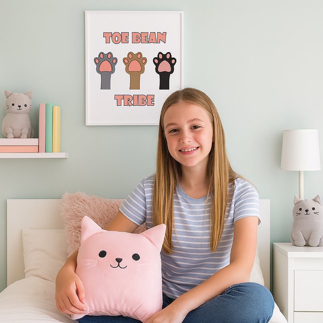 Poster Cute Toe Bean Tribe Cat Paw Trio Design (A poster with three cat paws and the text toe bean tribe.)