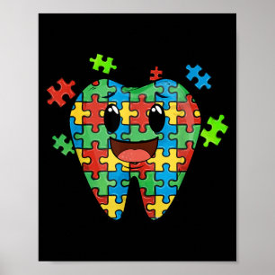 Poster Cute Tooth Puzzle Dental istant Dentista Autismo