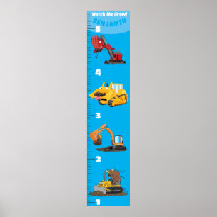 Poster Cute transport cartoon growth chart