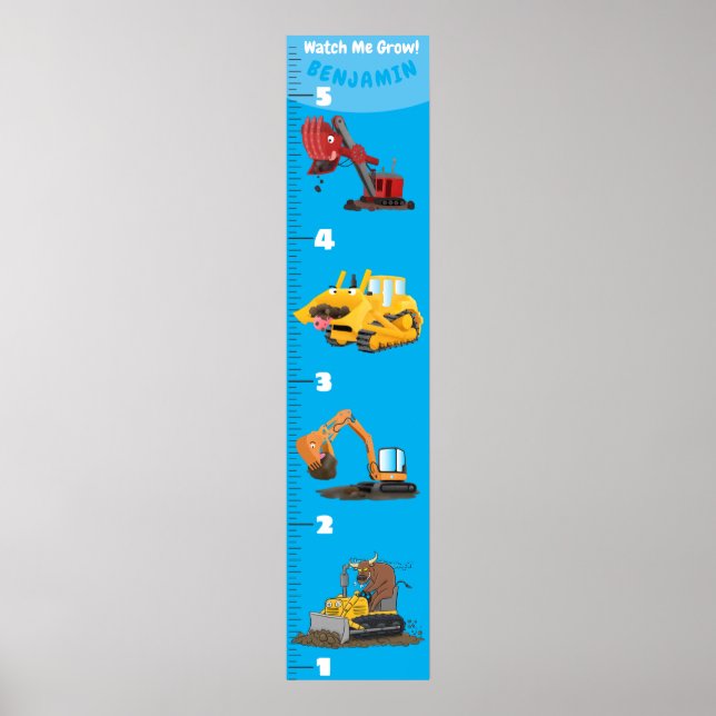 Poster Cute transport cartoon growth chart (Frente)