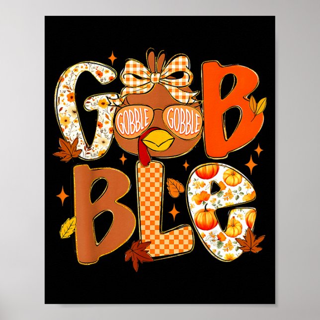 Poster Cute Turkey Camo Happy Thanksgiving Fall Kids Boy  (Frente)