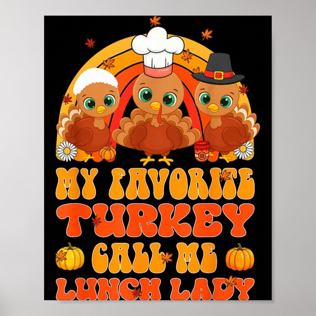Poster Cute Turkey Gift Funny Kitchen Staff Retro Fall De (Frente)