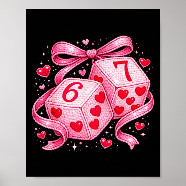 Poster Cute Valentine Dice 6 7 Plush Hearts Nk Aesthetic  (Frente)
