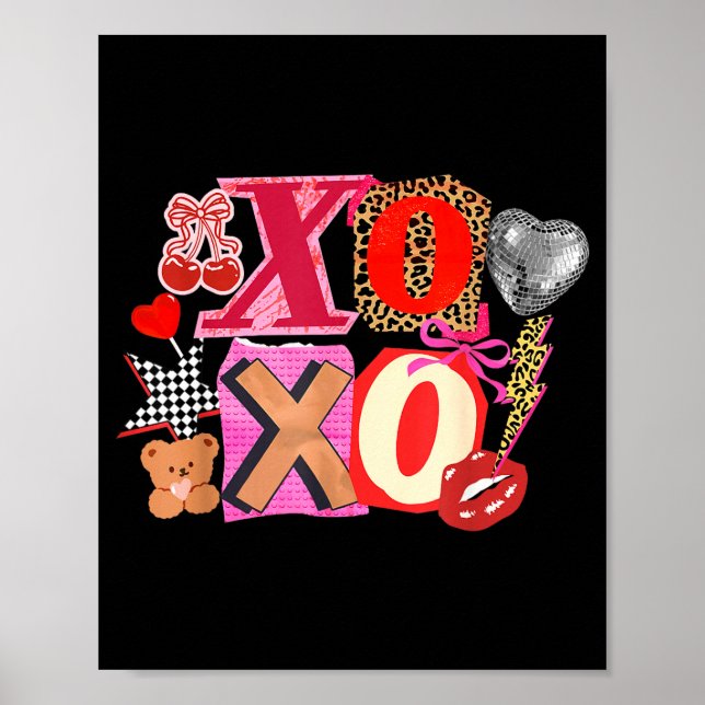 Poster Cute Valentine Xoxo Funny Valentine Hearts Lover G (Frente)