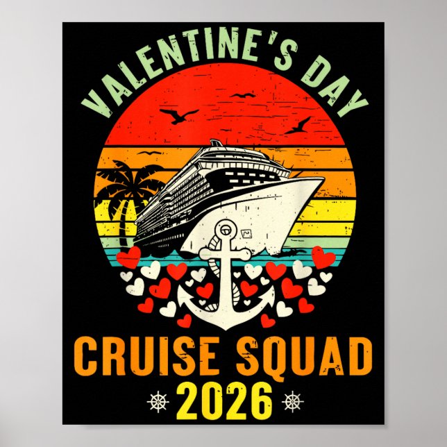 Poster Cute Valentines Day Cruise 2026 Matching Cruise Fo (Frente)