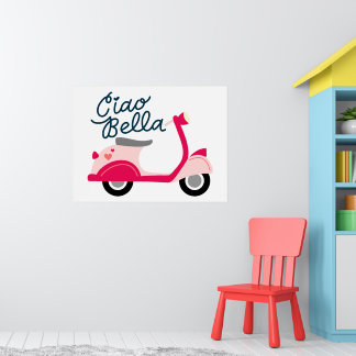 Poster Cute Vespa Patinete Ciao Bella