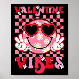 Poster Cute Vibrações de Namorados Rosto Sorridente Dia d
