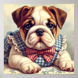 Poster Cute Vintage English Bulldog Art