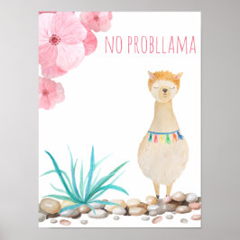 Poster Cute Watercolor Pastel No Probllama Llama Nursery
