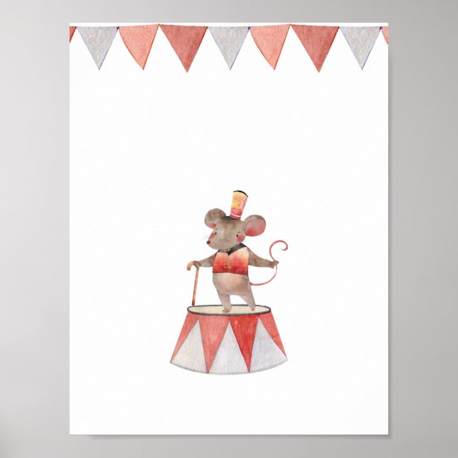 Poster Cute Watercolour Circus Mouse Nursery (Frente)