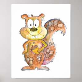 Poster Cute Whimsical Brown Squirrel