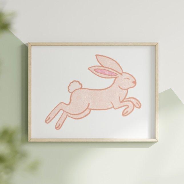 Poster Cute & Whimsical Hand-Drawn Rabbit Nursery Art (Criador carregado)