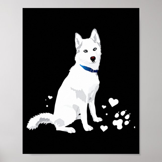 Poster Cute White Siberian Husky Sweet White Snow Dog  (Frente)