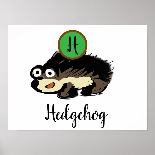 Poster Cute Woodland Hedgehog Nursery Art Print (Frente)