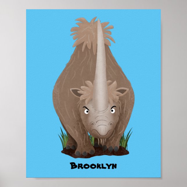 Poster Cute woolly rhino elasmotherium cartoon  (Frente)