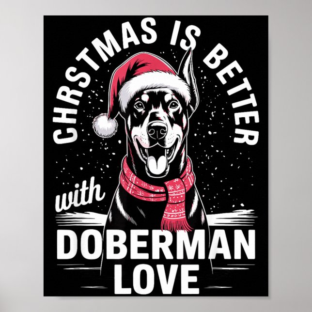 Poster Cute Xmas Christmas Is Better With Doberman Nscher (Frente)