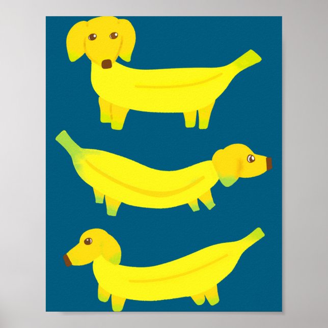 Poster Cute Yellow Banana Dogs Graphic  (Frente)