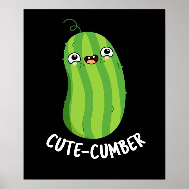 Poster Cutecumber Engraçado Pepino Escuro BG (Frente)