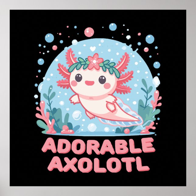 Poster Cutense Aquática Axolotl Adorável (Frente)