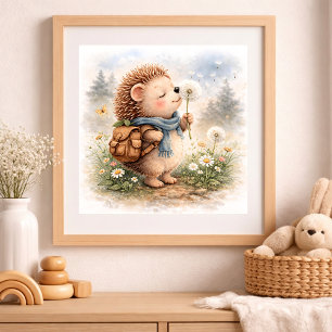 Poster Cuteouriço-Cacheiro E Crianças De Dente-de-Leão 
