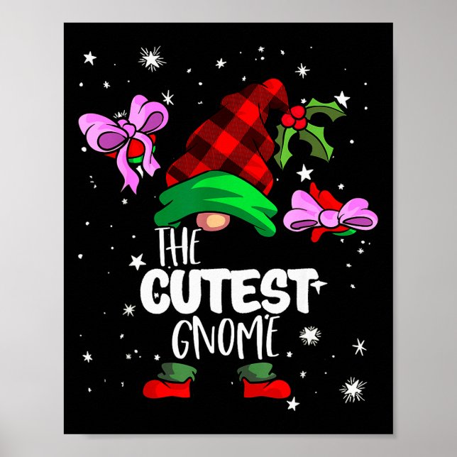 Poster Cutest Gnome Red Buffalo Plaid Matching Family Chr (Frente)