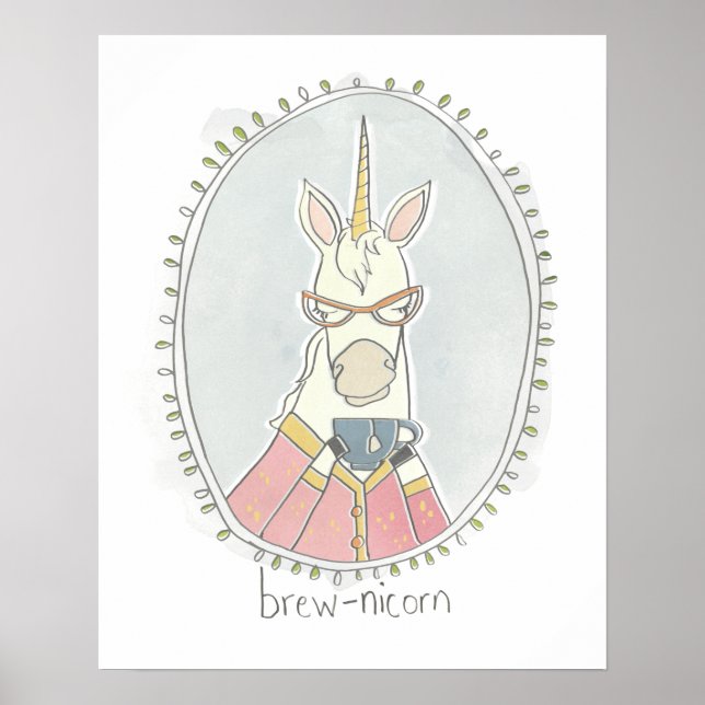 Poster Cutie cafeinado | Brew Unicorn (Frente)