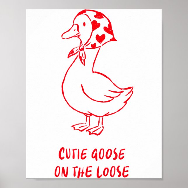 Poster Cutie Goose Valentine Hearts Bandana Cute Barnyard (Frente)