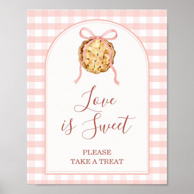 Poster Cutie Pie Pastel Pink Baby Shower Love is Sweet (Frente)