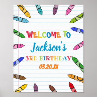 Poster Cuties Crayon Art Paper Colorir Party Aniversário