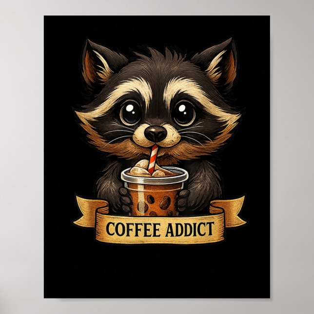 Poster Cuz Raccoon Bebe Café Engraçado Para Mulheres Adol (Frente)