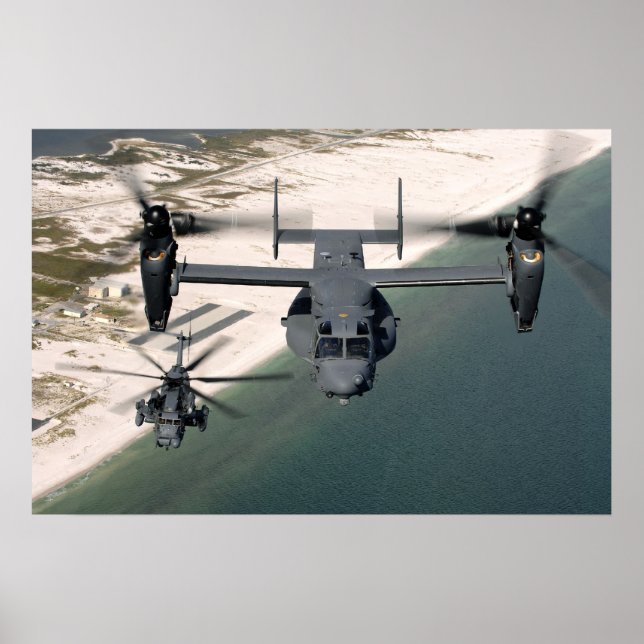 Poster CV-22 Osprey e MH-53 Pave Low Aircraft (Frente)