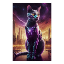 Pôster Cyber Cat Poster - Muro Felino Físico Físico-Físic