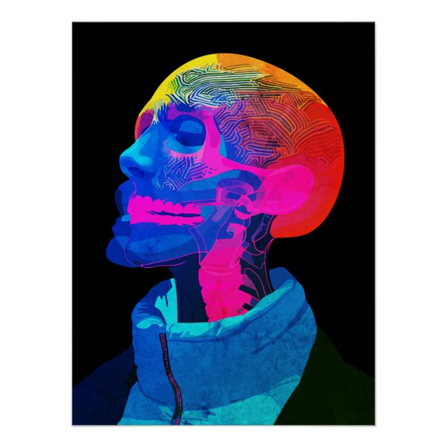 Pôster Cyber Skull - Arte da Anatomia Futurística (Frente)