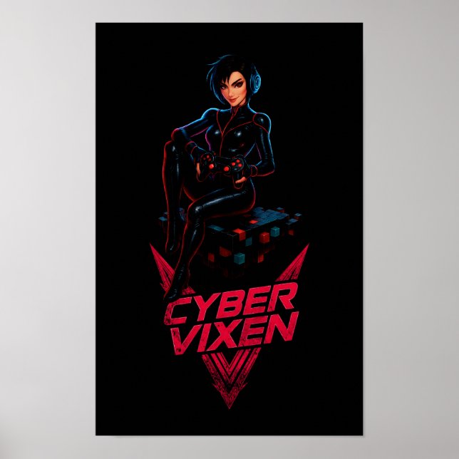Poster Cyber Vixen Gamer Girl Gaming Graphic - Video Game (Frente)