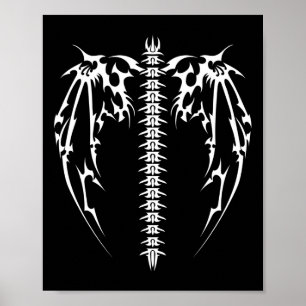 Poster Cyber Wings Tattoo Style Art Robotic Celtic Raven