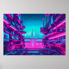 Poster Cyberpunk 2049 Neon City Landscape Sci-Fi