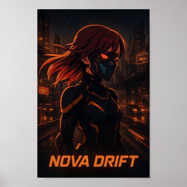 Poster Cyberpunk Anime Girl - Neon City (Frente)