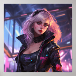 Poster Cyberpunk Chic - Neon Rosa