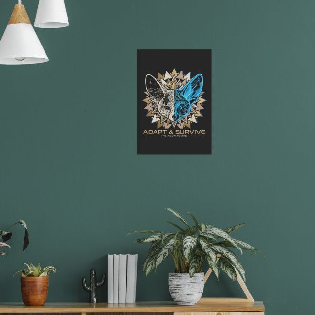 Poster Cyberpunk Fennec Fox Geométrico (Sala de Estar 1)
